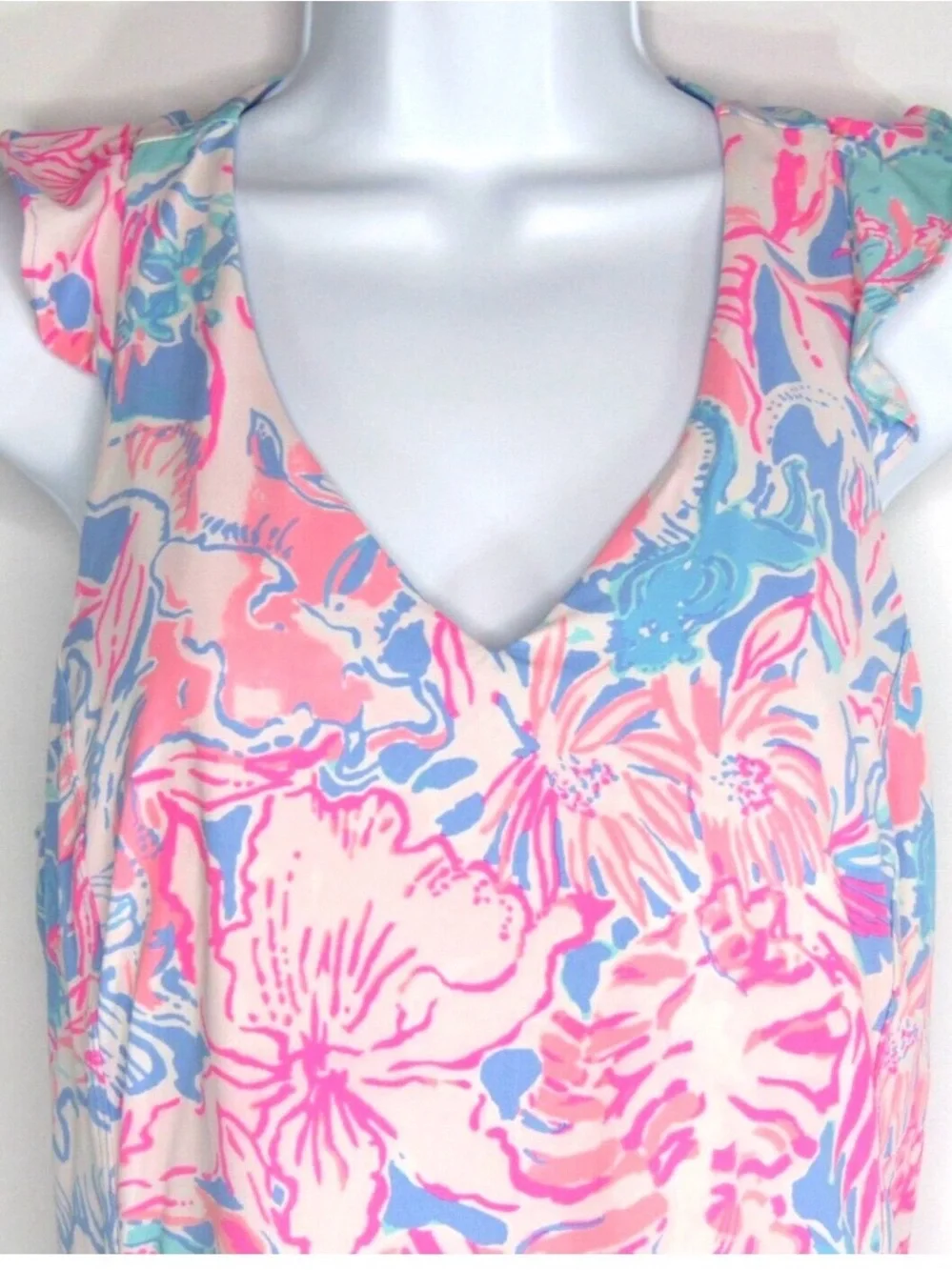 Lilly Pulitzer Luxletic Medium Floral Ruffle Sleeve UPF Performance Tank Top M - Picture 3 of 8